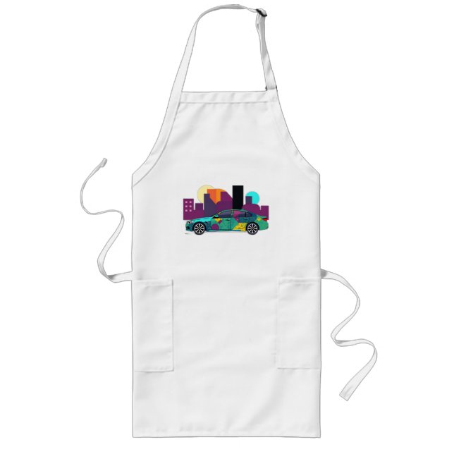 Abstract Geometric Car Illustration Long Apron (Front)