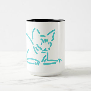 Abstract Geometric Cat Symbolic Line Constructio Mug