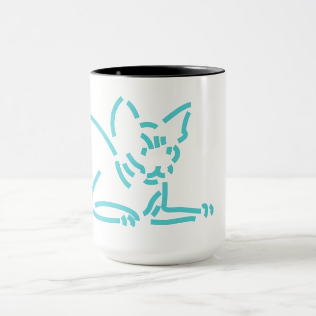 Abstract Geometric Cat | Symbolic Line Constructio Mug (Center)