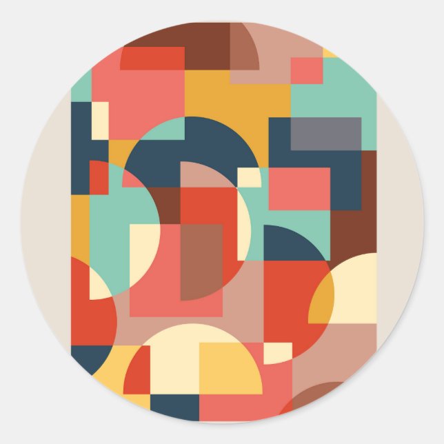 Abstract geometric circle background classic round sticker (Front)