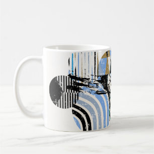 abstract geometric circle background, with grunge coffee mug