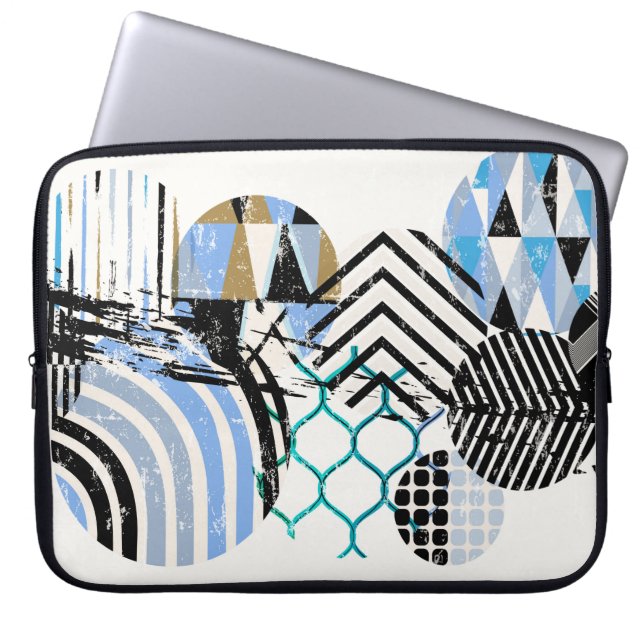 abstract geometric circle background, with grunge  laptop sleeve (Front)