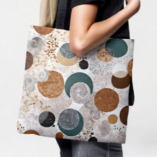 Abstract Geometric Circle Pattern Neutral Boho 384 Tote Bag