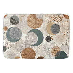 Abstract Geometric Circle Pattern Neutral Boho Bath Mat
