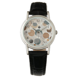 Abstract Geometric Circle Pattern Neutral Boho Watch