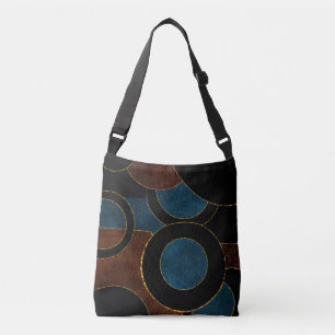 Abstract Geometric Circles Gold Glitter Foil Crossbody Bag