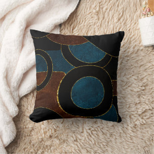 Abstract Geometric Circles Gold  Glitter Foil   Cushion