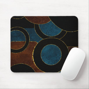Abstract Geometric Circles Gold Glitter Foil Mouse Pad