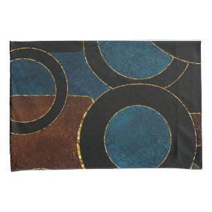 Abstract Geometric Circles Gold  Glitter Foil   Pillowcase
