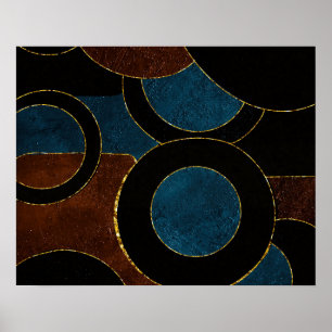 Abstract Geometric Circles Gold Glitter Foil Poster
