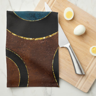 Abstract Geometric Circles Gold  Glitter Foil   Tea Towel
