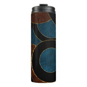 Abstract Geometric Circles Gold  Glitter Foil   Thermal Tumbler