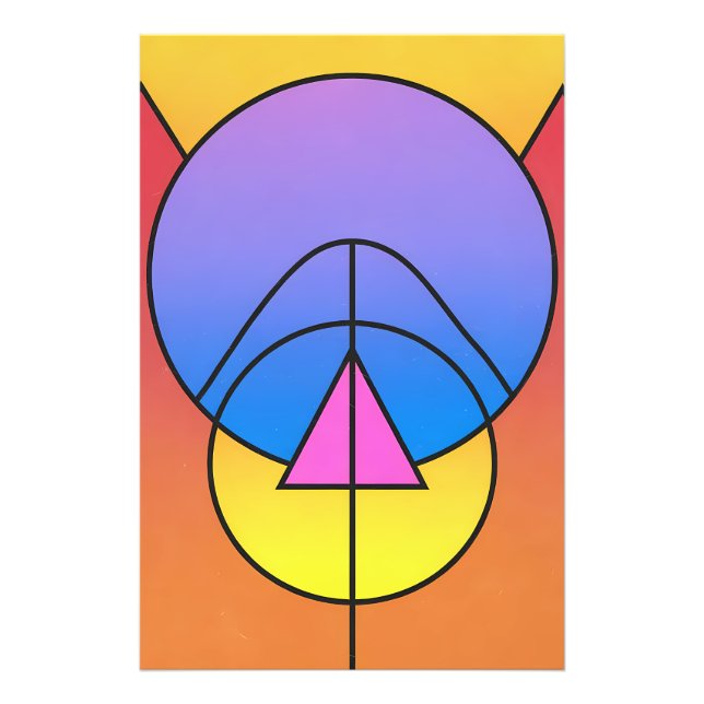 Abstract Geometric Circles Line Colorful Poster (Front)