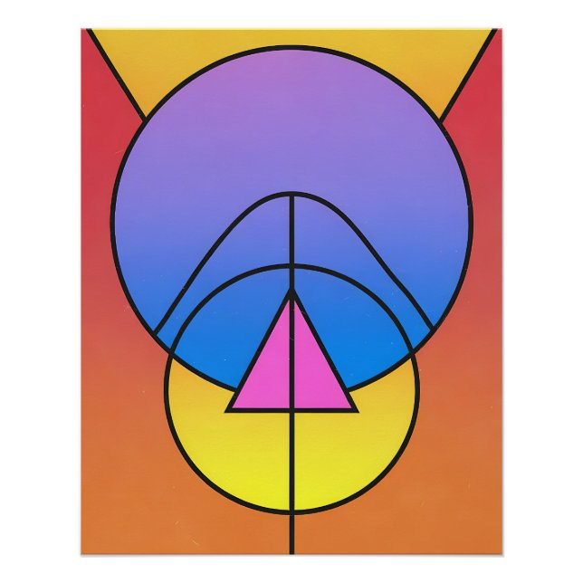 Abstract Geometric Circles Line Colorful Poster (Front)