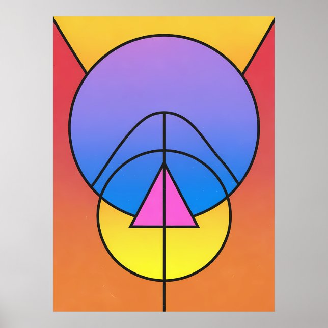 Abstract Geometric Circles Line Colorful Poster (Front)