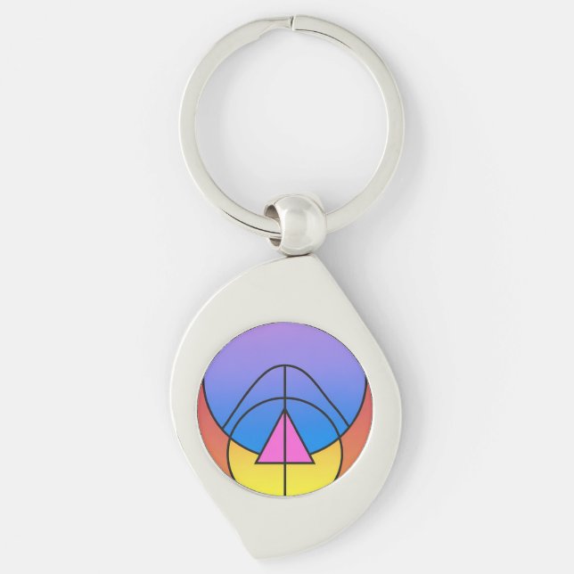 Abstract Geometric Circles Line Colorful Poster Key Ring (Front)