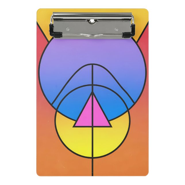 Abstract Geometric Circles Line Colorful Poster Mini Clipboard (Front)