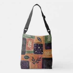 Abstract Geometric Circles Shapes and Leaves Crossbody Bag