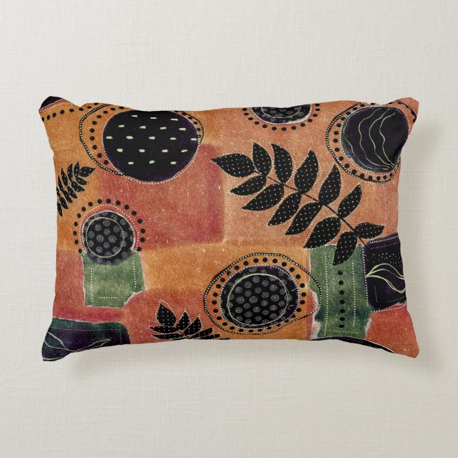 Abstract Geometric Circles Shapes and Leaves | Decorative Cushion (Front)