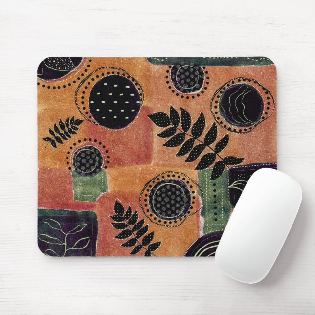 Abstract Geometric Circles Shapes and Leaves | Mouse Pad (With Mouse)