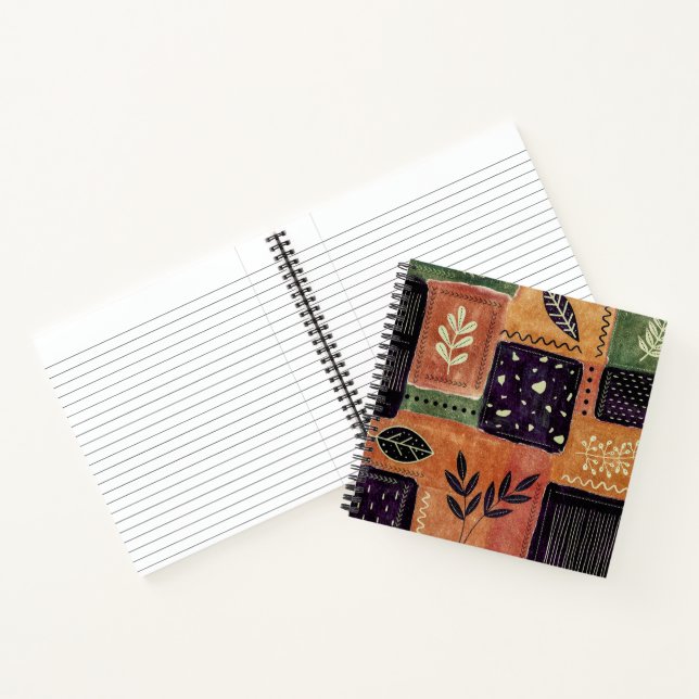Abstract Geometric Circles Shapes and Leaves | Notebook (Inside)