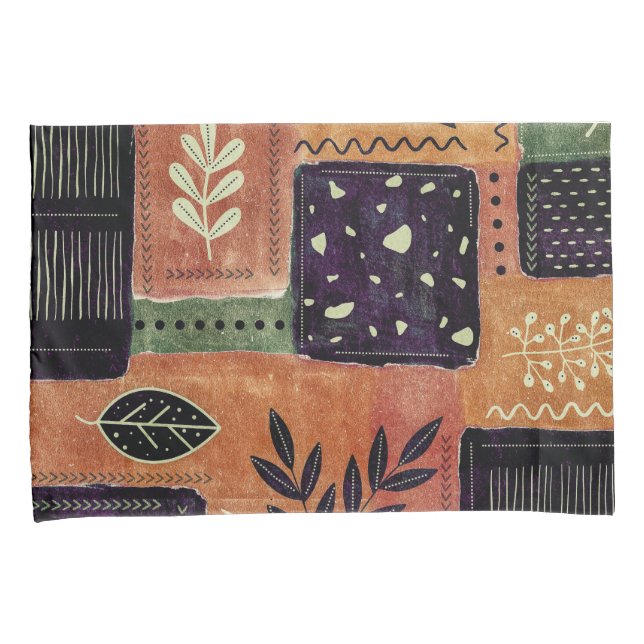 Abstract Geometric Circles Shapes and Leaves | Pillowcase (Front-Right)