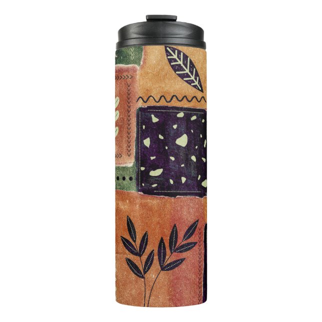 Abstract Geometric Circles Shapes and Leaves | Thermal Tumbler (Front)