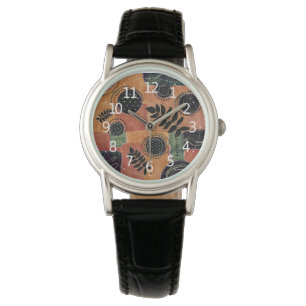 Abstract Geometric Circles Shapes and Leaves Watch