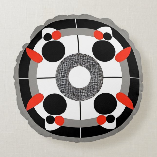 Abstract Geometric Circular Pattern Round Cushion (Front)