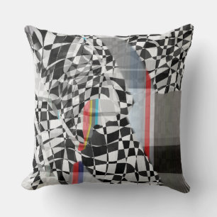 Abstract Geometric Collage Checker Pattern Cushion
