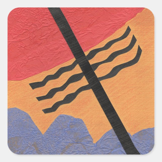 Abstract Geometric Collage Square Sticker (Front)