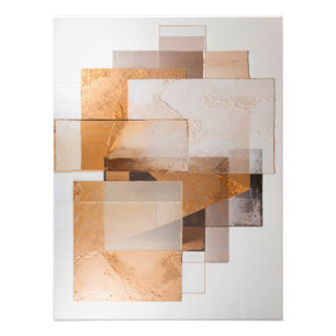 Abstract Geometric Collage with Earth Tones Photo Print