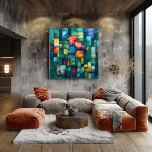 Abstract Geometric Colour Block Art – Multi-Colour Poster