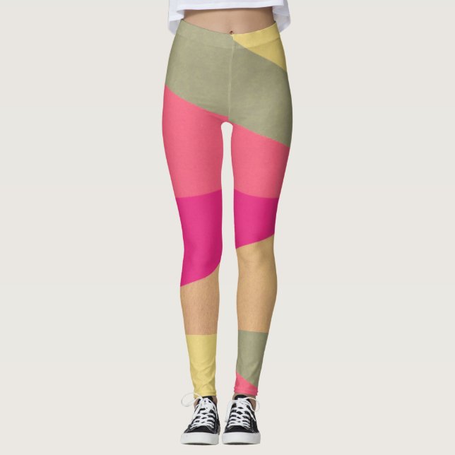 Abstract Geometric Colour Block Leggings (Front)