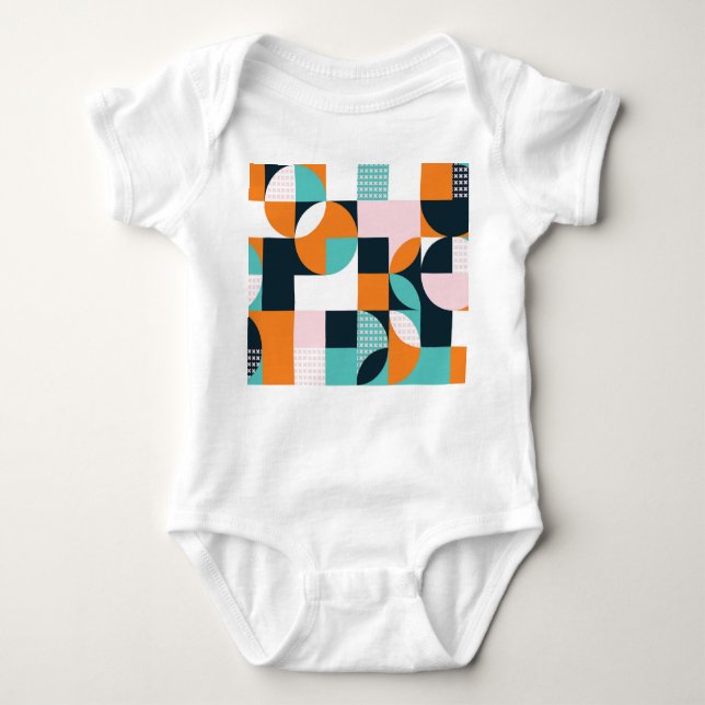 Abstract Geometric: Colourful 3D Effect. Baby Bodysuit (Front)