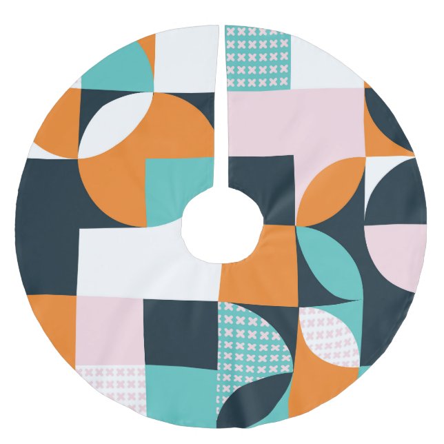 Abstract Geometric: Colourful 3D Effect. Brushed Polyester Tree Skirt (Front)