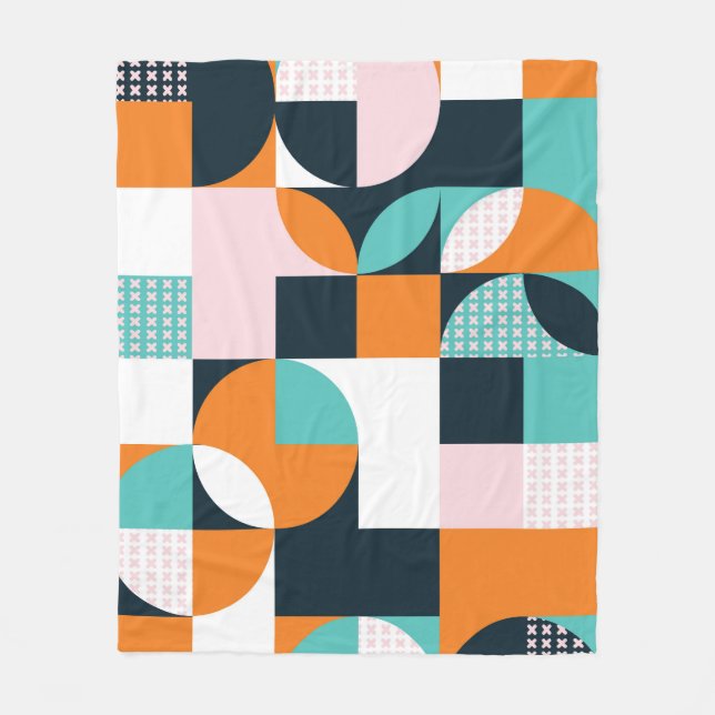 Abstract Geometric: Colourful 3D Effect. Fleece Blanket (Front)