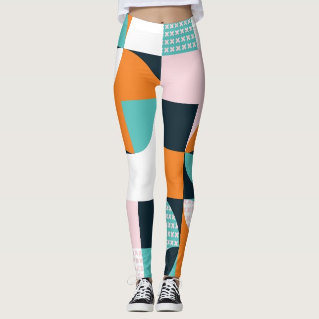 Abstract Geometric: Colourful 3D Effect. Leggings (Front)