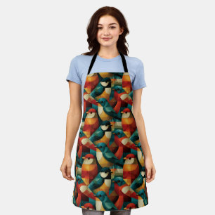 Abstract Geometric Colourful Birds Seamless Patter Apron