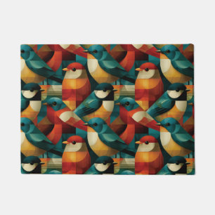 Abstract Geometric Colourful Birds Seamless Patter Doormat