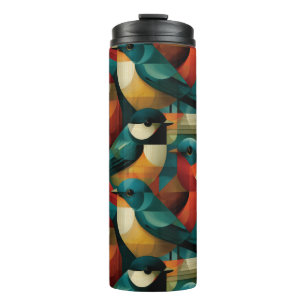 Abstract Geometric Colourful Birds Seamless Patter Thermal Tumbler