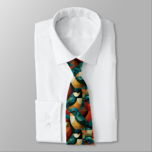 Abstract Geometric Colourful Birds Seamless Patter Tie