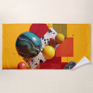 Abstract geometric colourful composition  beach towel
