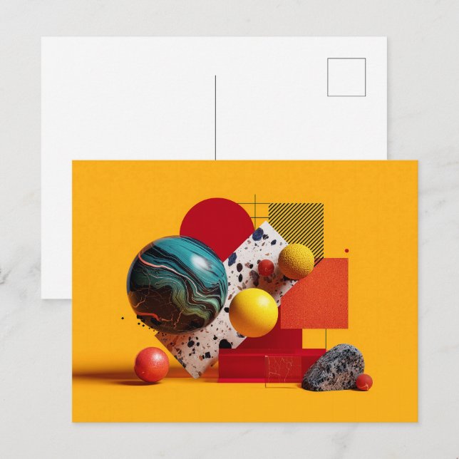 Abstract geometric colourful composition  postcard (Front/Back)