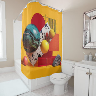Abstract geometric colourful composition  shower curtain