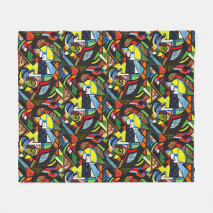 Abstract Geometric Colourful Modernist Painting Fleece Blanket