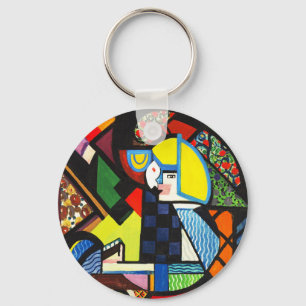 Abstract Geometric Colourful Modernist Painting Key Ring