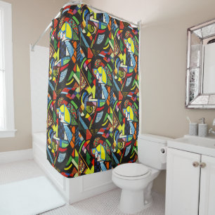 Abstract Geometric Colourful Modernist Painting Shower Curtain