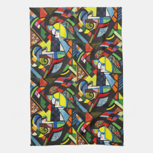 Abstract Geometric Colourful Modernist Painting Tea Towel