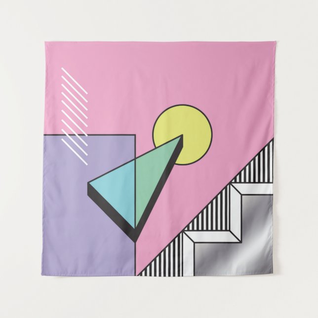 Abstract geometric composition background in postm tapestry (Front)